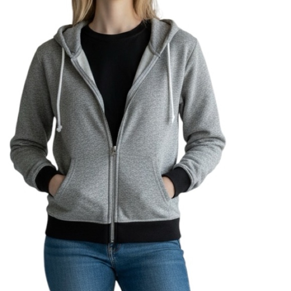 The Body Shop Gray Zip-Up Jacket with Black Accents